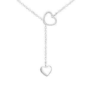 Sterling Silver Heart Lariat Necklace